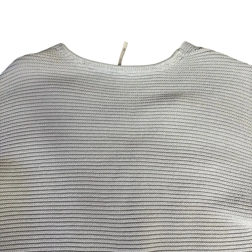 Free People Women's La Brea Chunky Knit V-Neck Ribbed Gray Sweater - Size Medium